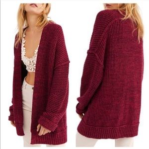 Free People High Hopes Burgundy Open-Front Cardigan Sz Medium NWT